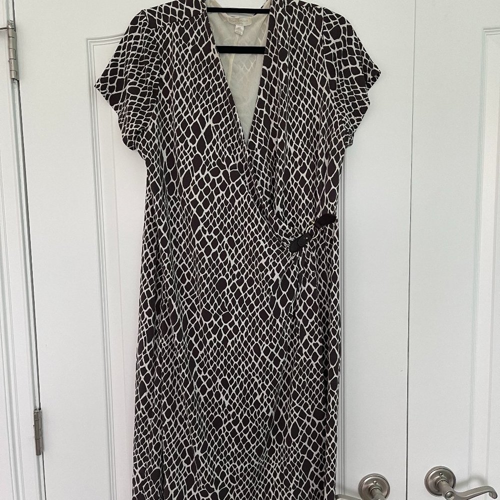 Charter Club  1X faux wrap dress, leather/gold  faux belt at waist.MAKE AN OFFER